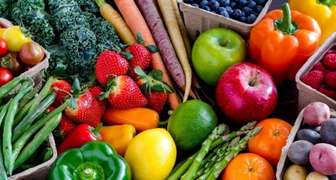 Colourful fresh fruit and vegetables ready for your box