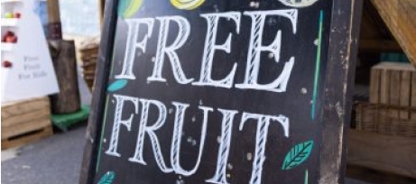 Free fruit for kids, every school morning at our shop